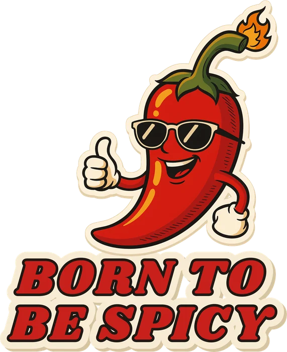 Chilli design with the slogan Born To Be Spicy